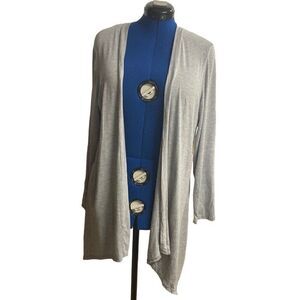 ENOUGH ABOUT ME Women’s Longline Open Front Cardigan‎ Shrug Gray Size 1X